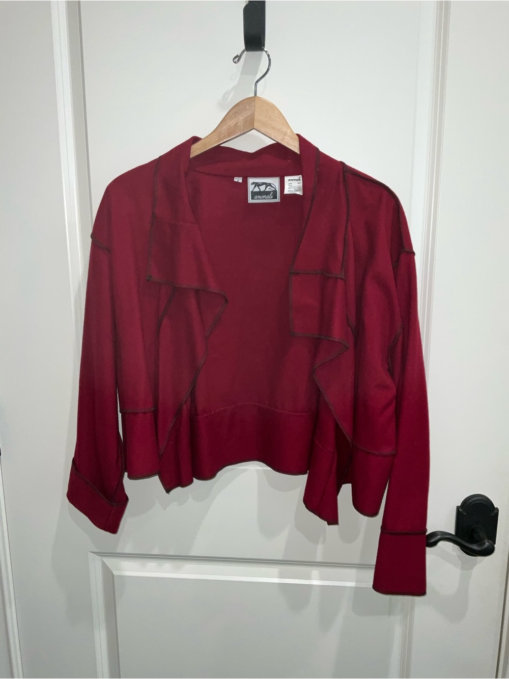 Animale Women's Burgundy Open-Front Draped Cardigan
